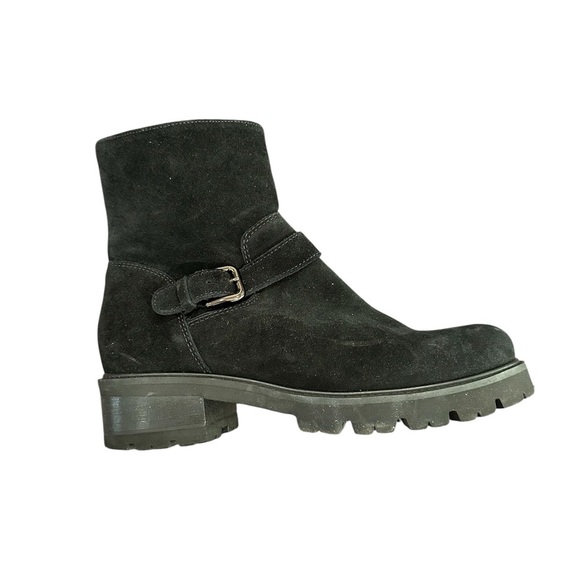 La Canadienne Kian Waterproof Buckle Bootie in Black Suede Women's 9 - Picture 1 of 10